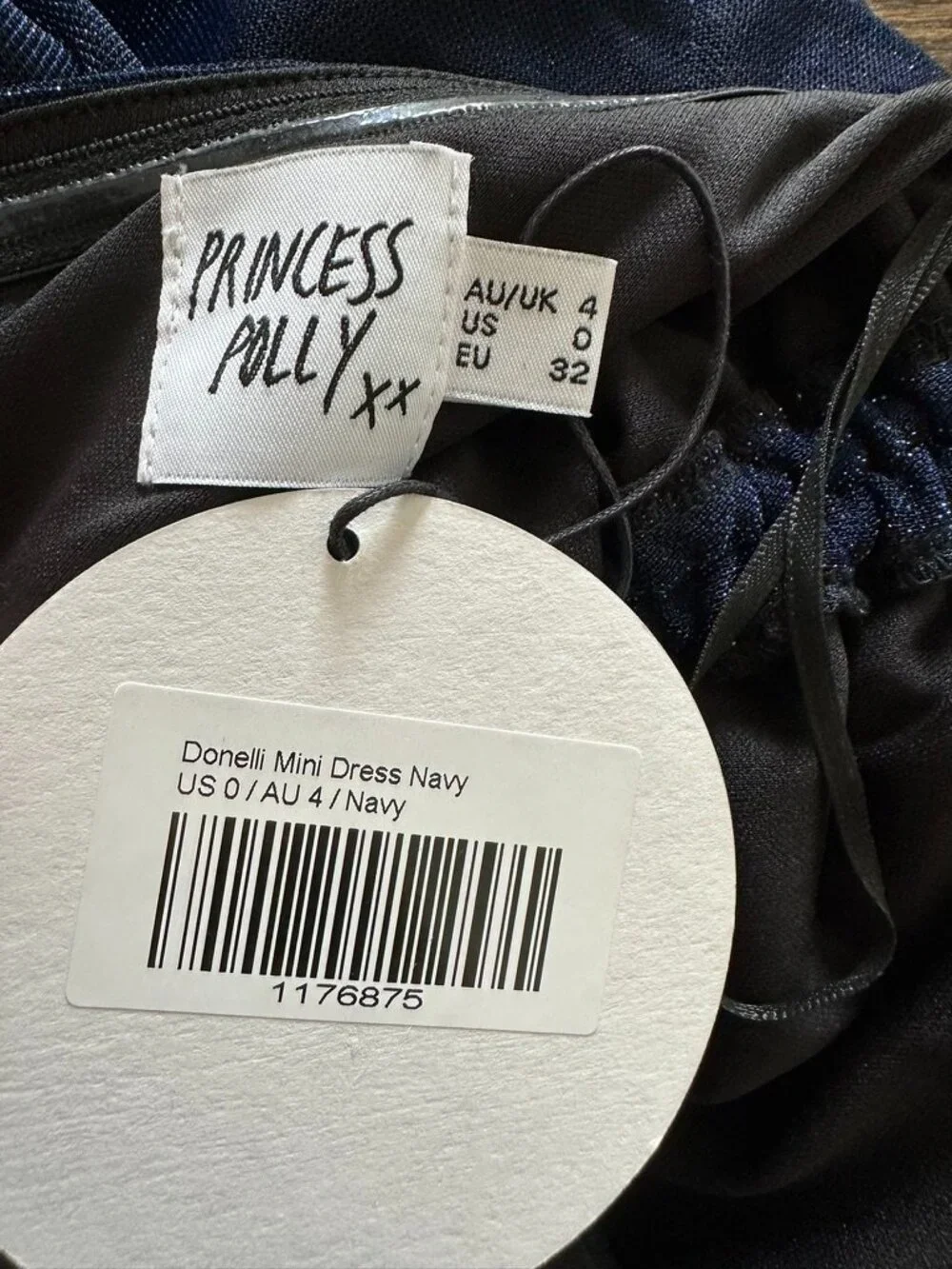 Princess Polly Donelli Mini Dress NWT Navy strapless Ruched US 0 XXS